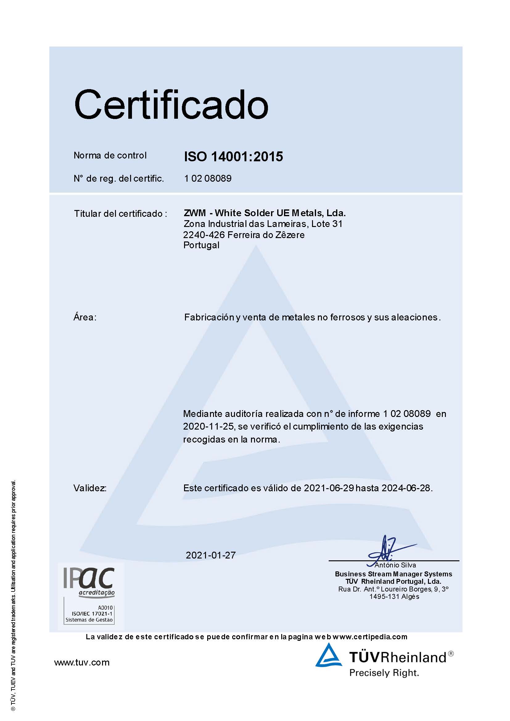 Certificado ISO14001_ES